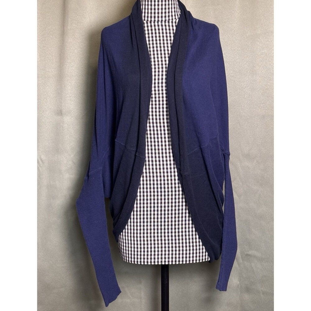 Athleta Blue Knit Wool Cashmere Blend Long Sleeve Open Cocoon Cardigan XL